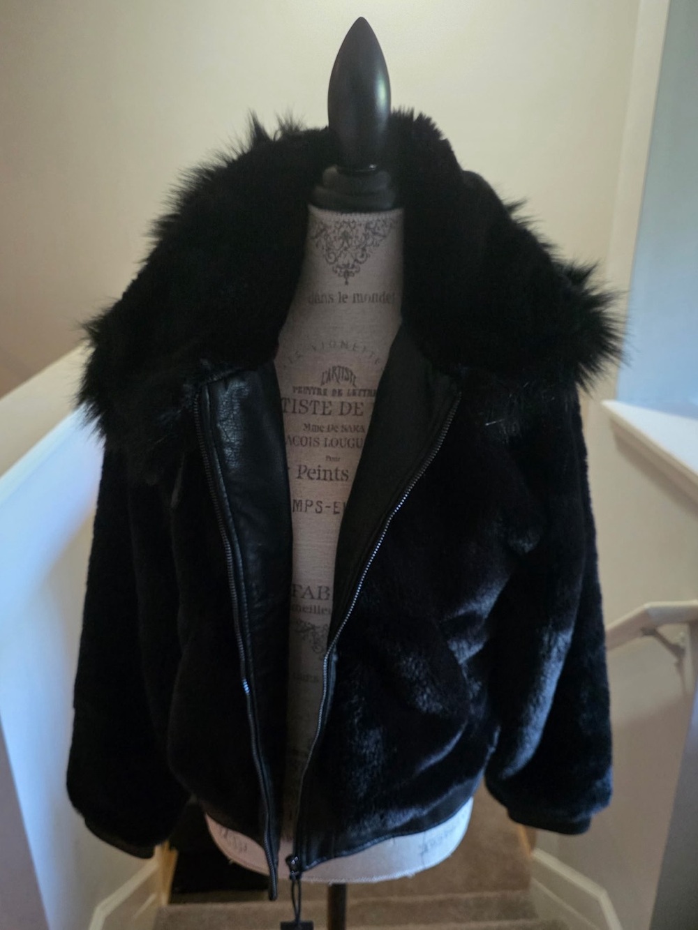 Blank NYC Black Faux Fur Teddy Bomber Jacket